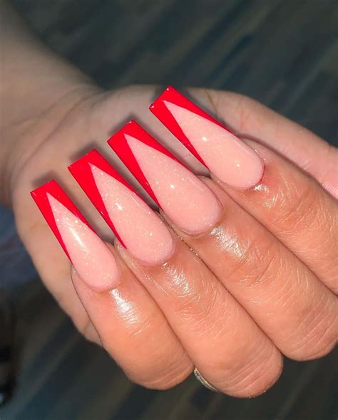 red square nails|red tip acrylic nails.